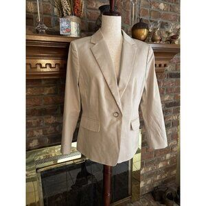 Ann Taylor Tan Chino Blazer Lined Size 12 Cotton Blend Excellent